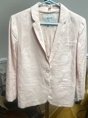 Malvin 100% Linen Blazer Blush Pink Single Button Lightweight Jacket Size M